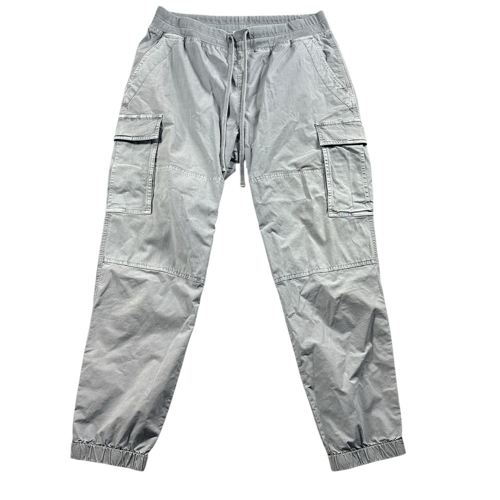 James Perse Pants Womens 3/L  Gray Jogger Cargo Pocket Elastic Waist Cuffed Flaw